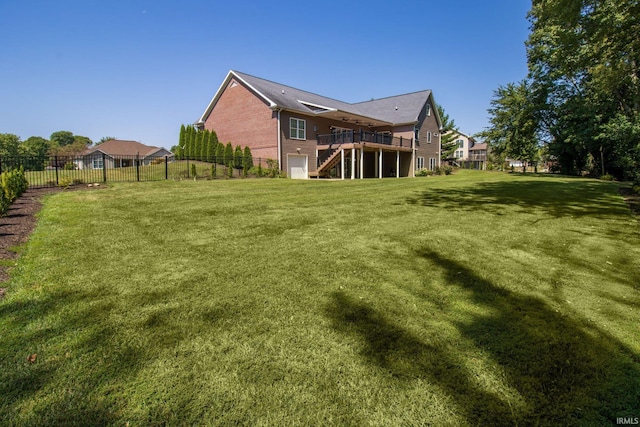 view of yard with a deck