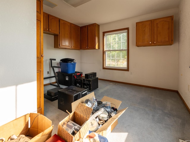 kitchen featuring carpet