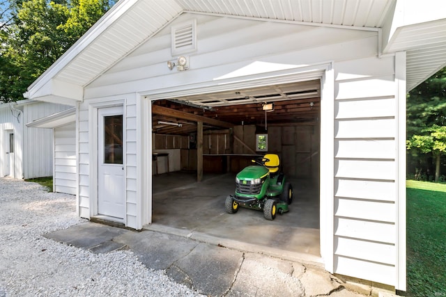 view of garage