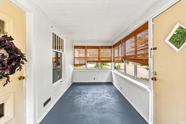 view of unfurnished sunroom