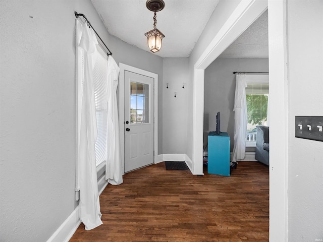 entryway with dark hardwood / wood-style floors