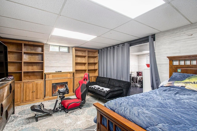 bedroom featuring a drop ceiling