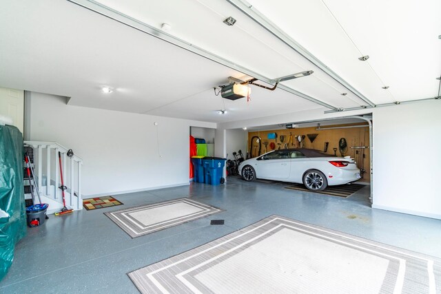 garage with a garage door opener