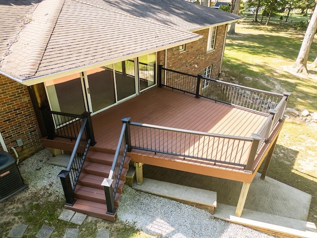 wooden terrace with cooling unit