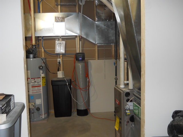 utility room with water heater