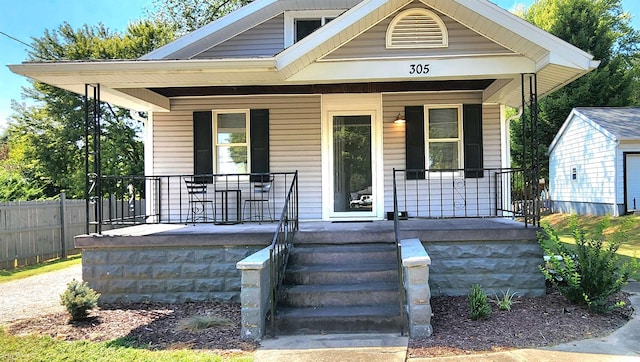 bungalow-style home with covered porch