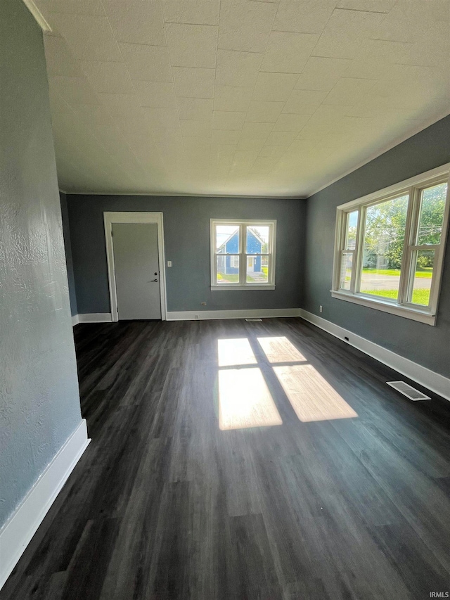 unfurnished room with dark hardwood / wood-style flooring and plenty of natural light