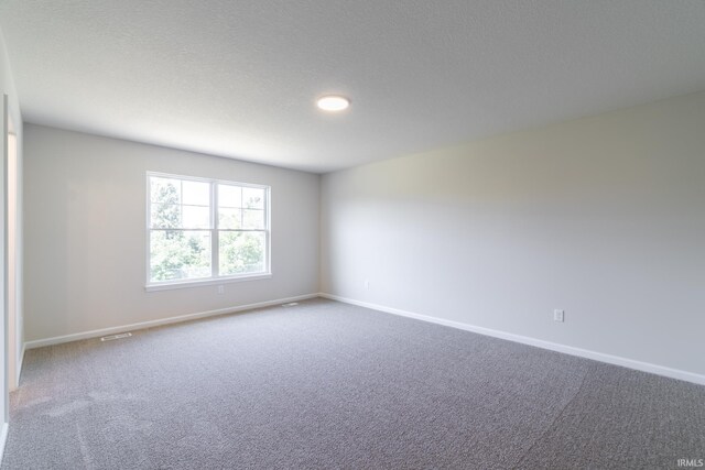 unfurnished room featuring a textured ceiling and carpet flooring