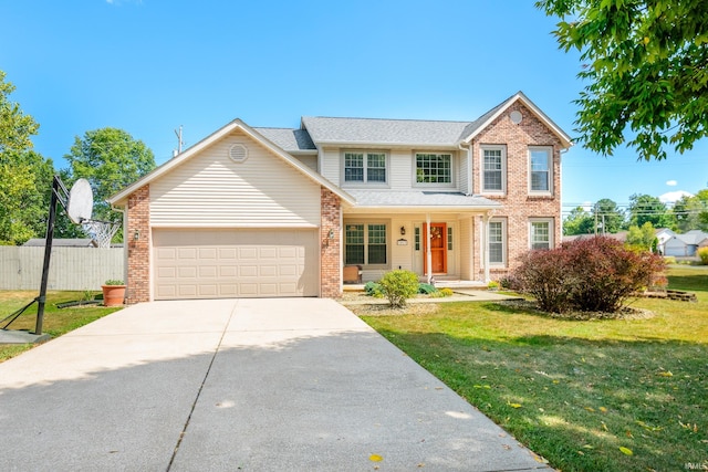 view of front of home featuring a porch and a front lawn