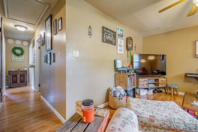 interior space featuring light hardwood / wood-style floors and a textured ceiling