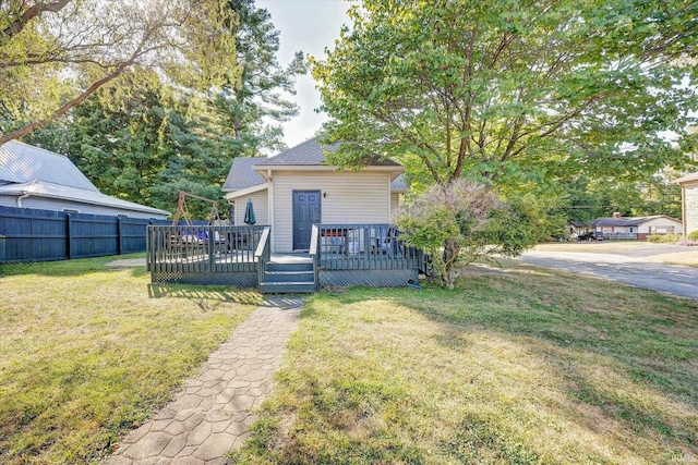 view of yard featuring a deck