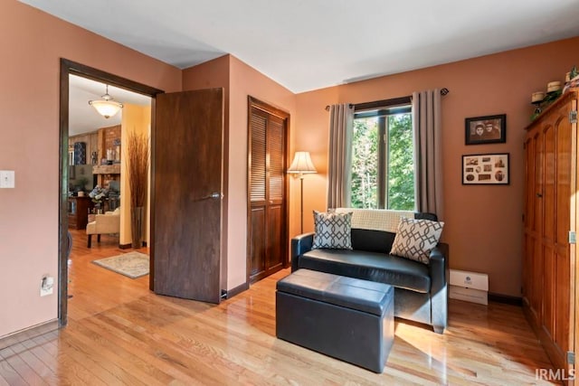 living area featuring light wood-type flooring