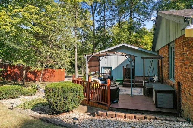 wooden deck with an outdoor hangout area