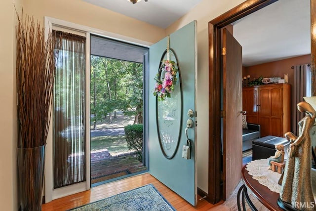 entryway with light wood-type flooring