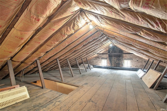 view of unfinished attic