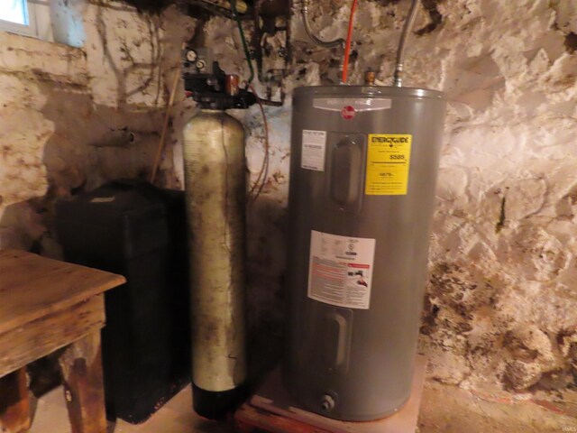 utility room with electric water heater