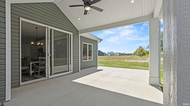 view of patio with ceiling fan