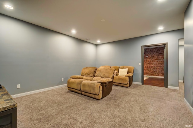 view of carpeted home theater