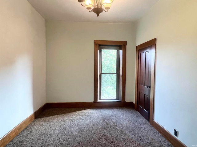 interior space with a chandelier