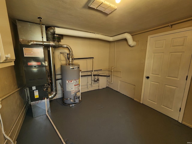 utilities with heating unit and gas water heater