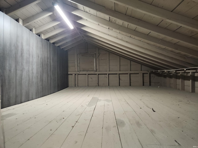 view of unfinished attic