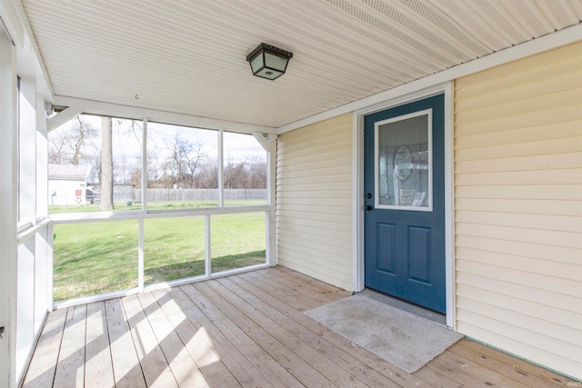 view of unfurnished sunroom