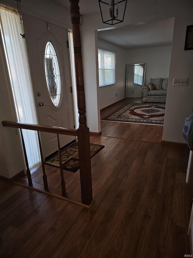 entrance foyer with dark hardwood / wood-style flooring