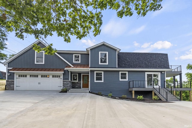 view of front of property with a garage