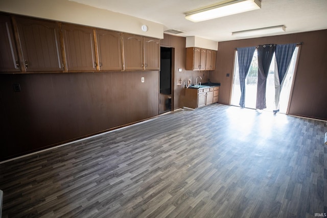 interior space featuring dark hardwood / wood-style floors and sink