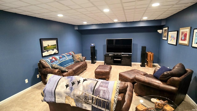 1509 Hawksview Dr, Marion, IN 46952 - carpeted living area with baseboards, recessed lighting, and a drop ceiling