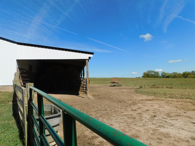 exterior space with a rural view