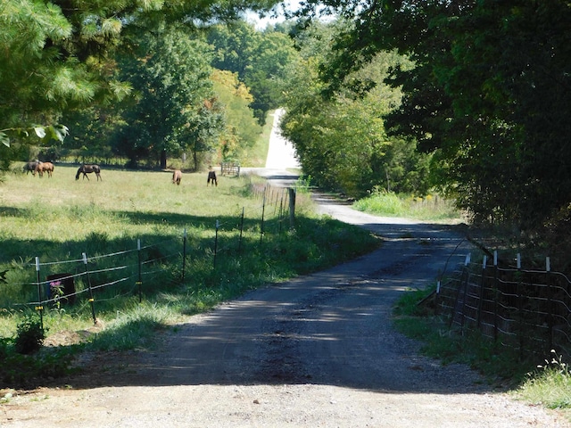 view of road with a rural view