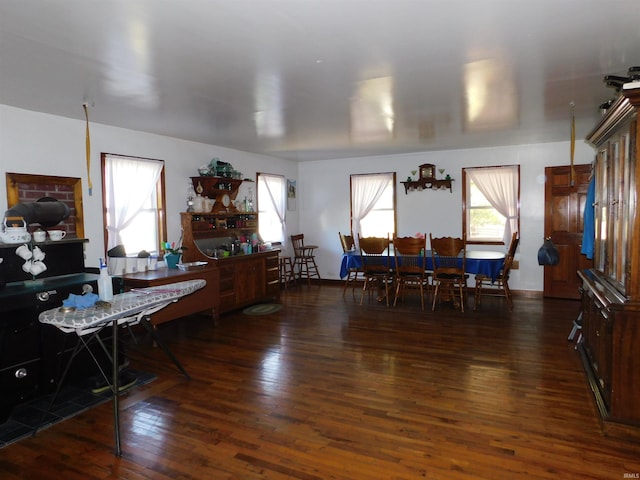 dining room with dark hardwood / wood-style floors