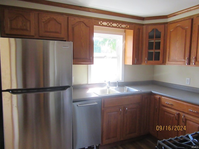 kitchen with appliances with stainless steel finishes and sink