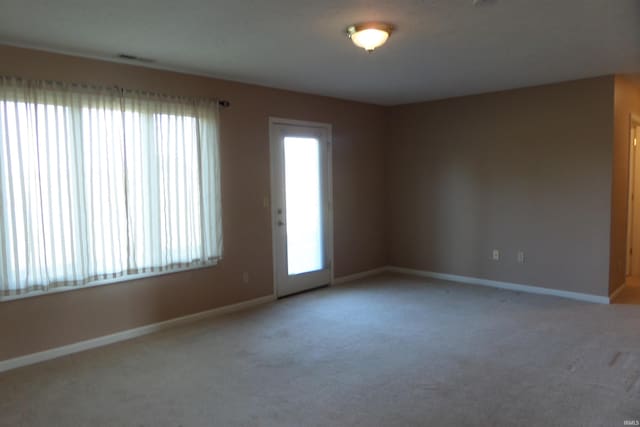 empty room featuring a wealth of natural light and carpet