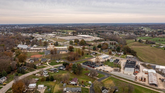 view of aerial view at dusk