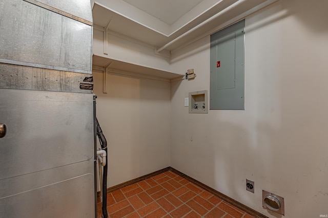 laundry area featuring hookup for a washing machine, electric panel, and electric dryer hookup