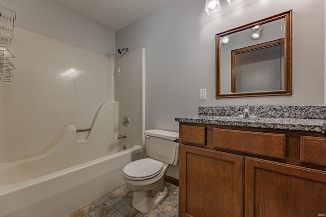 full bathroom featuring vanity, toilet, and shower / bathing tub combination