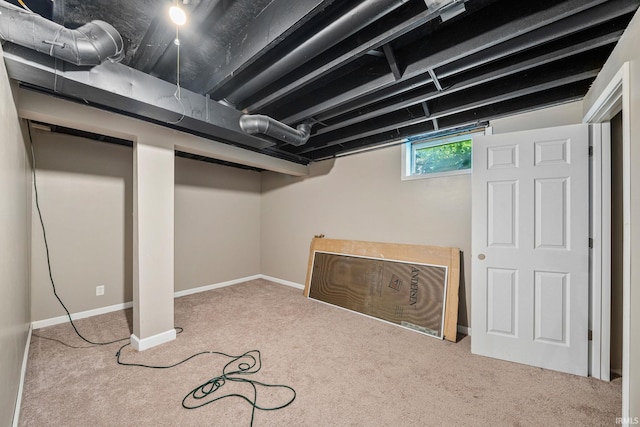 basement with carpet