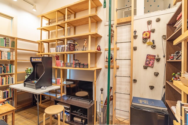 office area featuring light hardwood / wood-style flooring