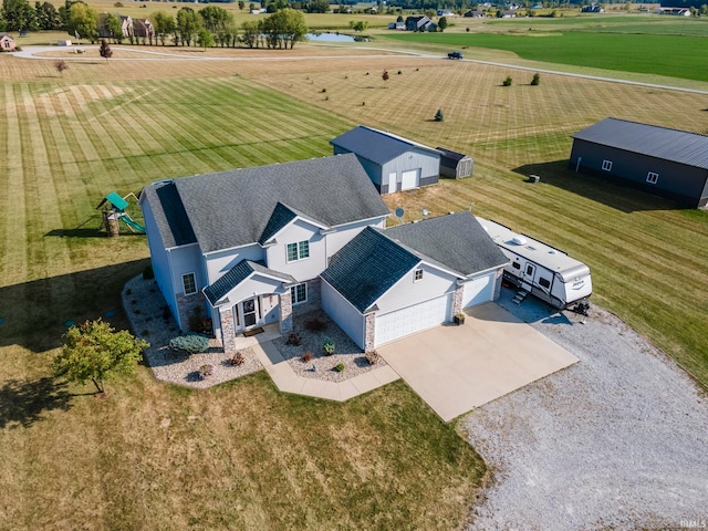 aerial view featuring a rural view