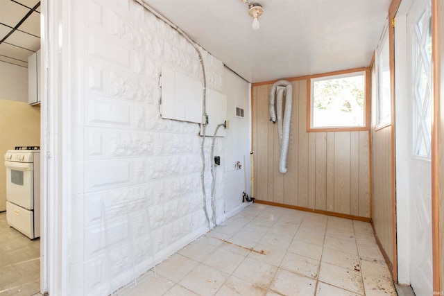 interior space with wood walls