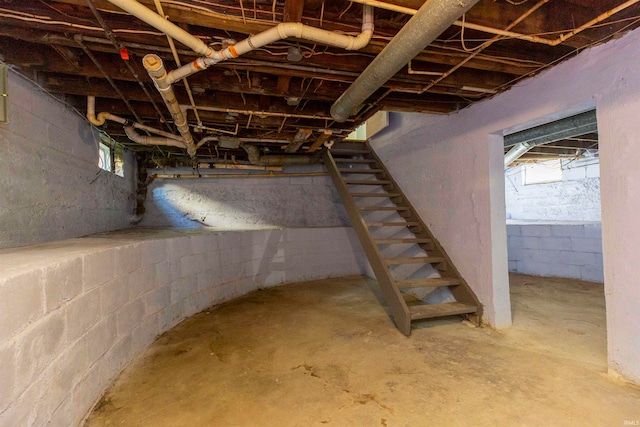 basement with a wealth of natural light