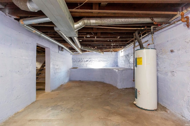 basement with gas water heater