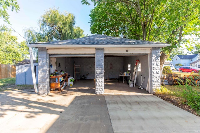 view of garage