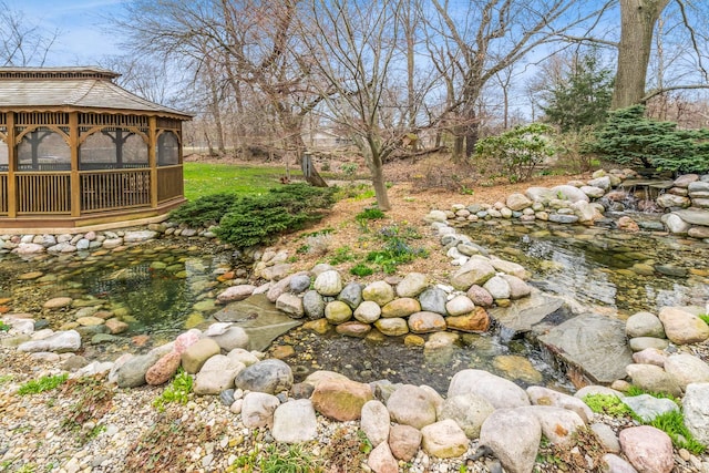 view of yard with a gazebo