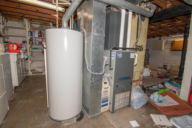 utility room with water heater