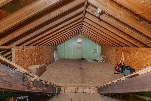 view of unfinished attic