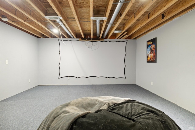 basement with carpet floors