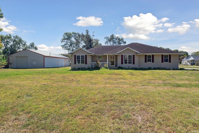 ranch-style home featuring a front yard